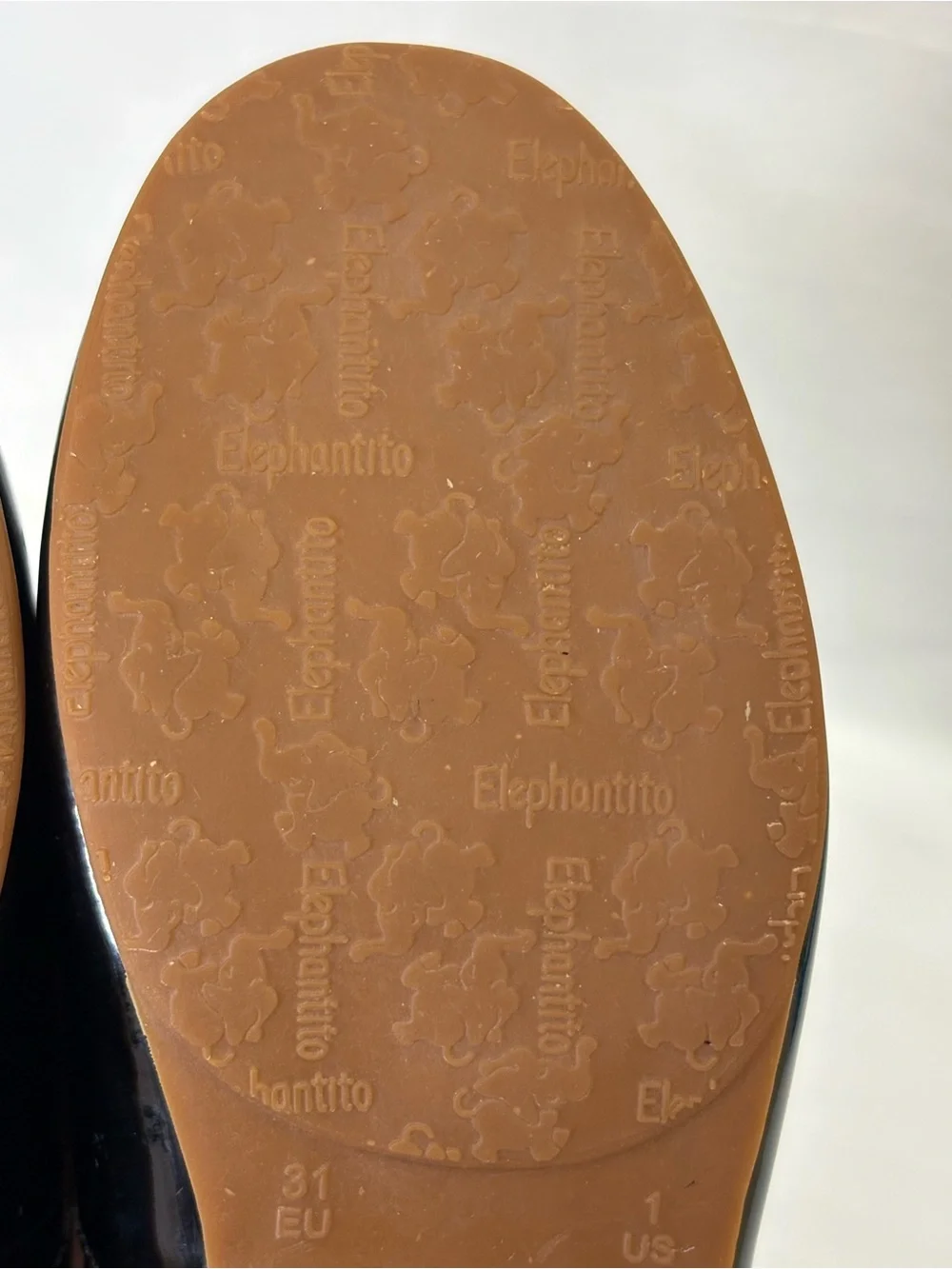 Elephantito Black Patent Leather Bow Ballet Flats SZ 1 EUC